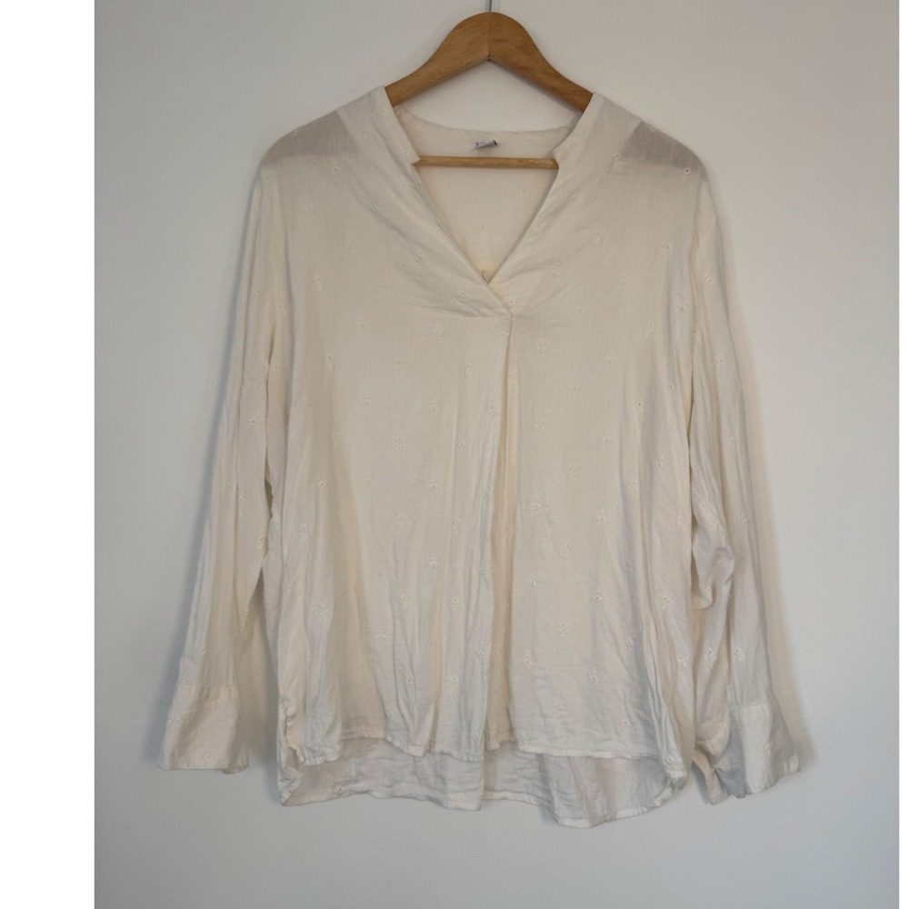 Cottagecore Old Navy Eyelet Embroidered‎ Blouse Women XL White